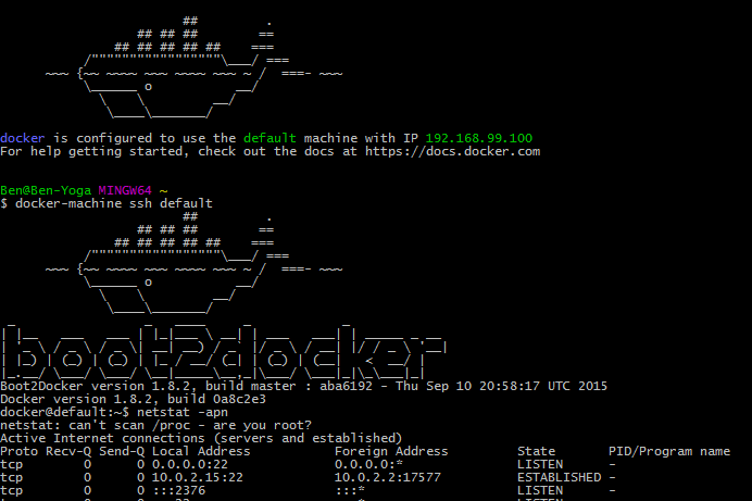 Docker Machine Netstat